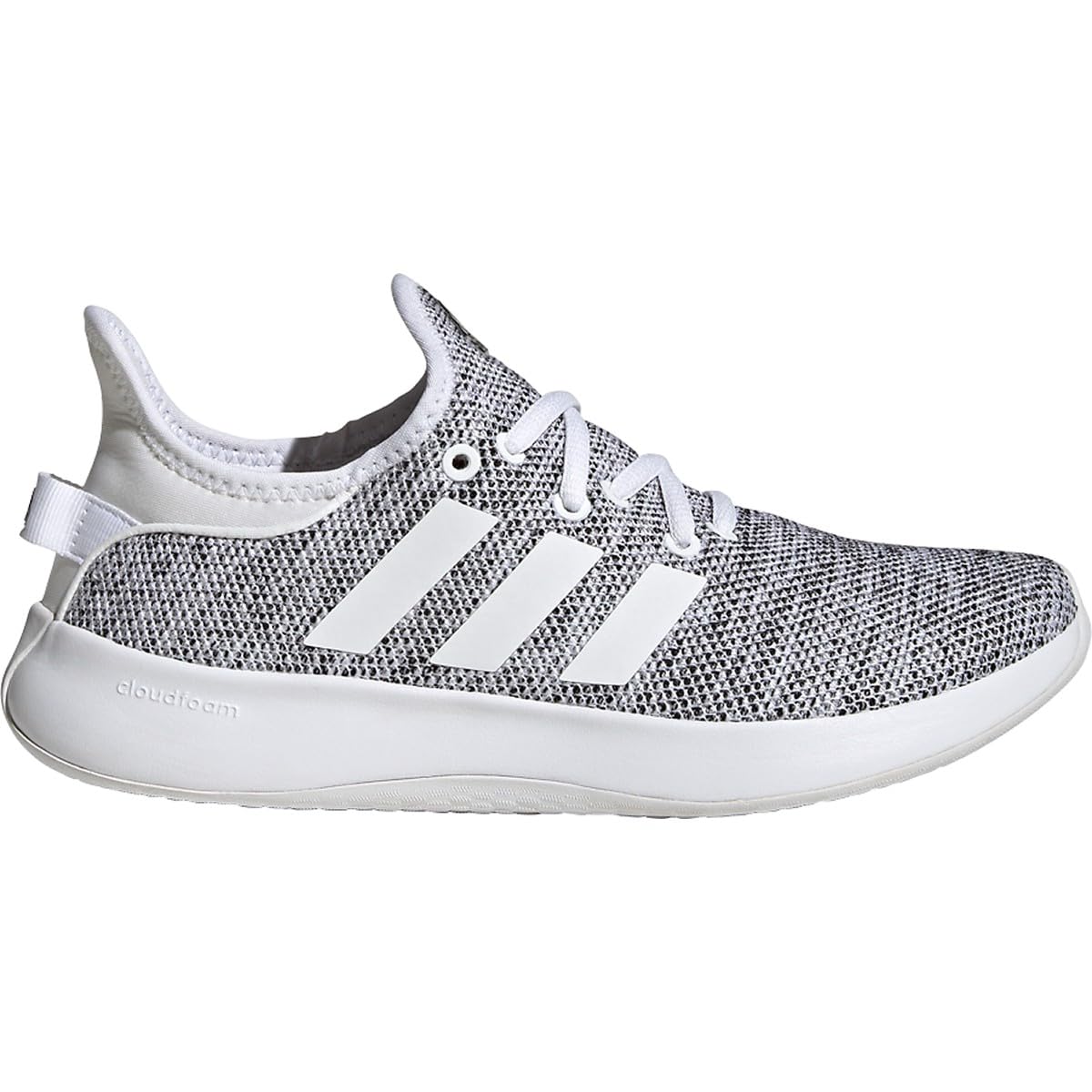 adidas Women's Cloudfoam Pure Sneaker, White/White/Black, 7.5