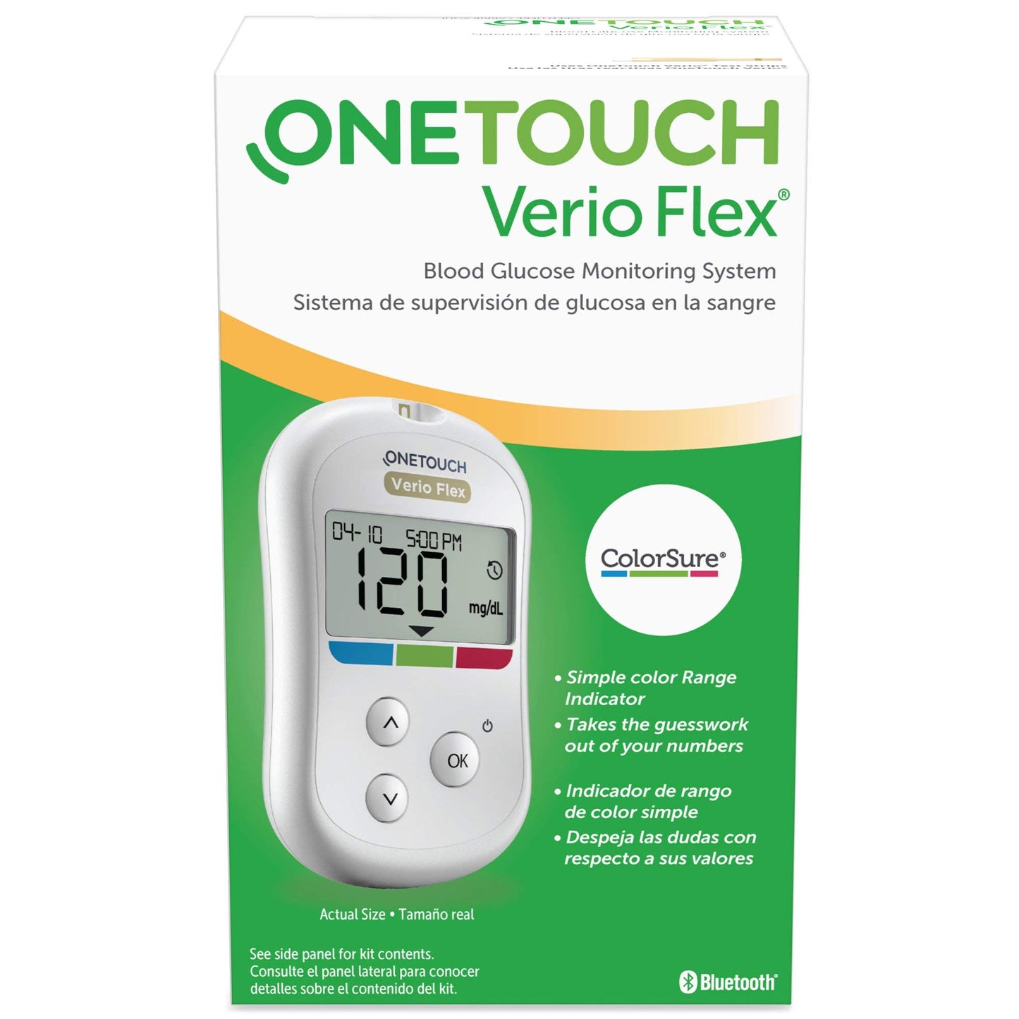 OneTouch Verio Flex Blood Glucose Meter For Sugar Test Kit | Includes Blood Glucose Monitor, Lancing Device, 10 Sterile Lancets, and Carrying Case